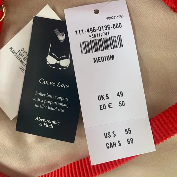 A&F Red Ribbed Bikini Top - Picture 2 of 3